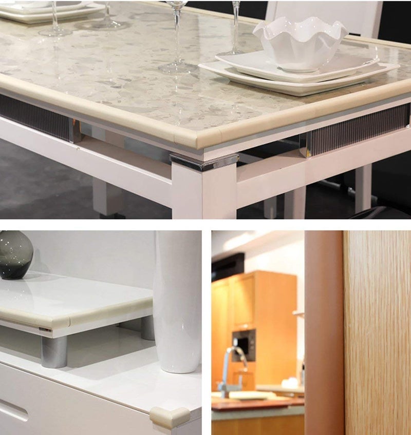 M2cbridge L Shape Extra Thick Furniture Table Edge Protectors Foam Baby Safety Bumper Guard 6.5 Ft (Off White with 4 Corners) - Image 4